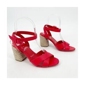 NWOB Christian Louboutin Summer Mariza 85 Red Espadrilles Heels Sandals EU 36